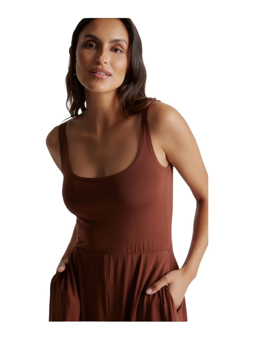 Quince Brown Tencel Jersey Fit & Flare Midi Dress Sz S - Picture 6 of 16